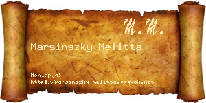 Marsinszky Melitta névjegykártya